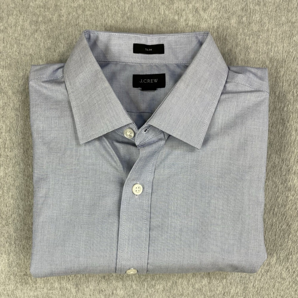 J.Crew Slim Fit Blue Dress Shirt Mens Large Long Sleeve Business Lightweight